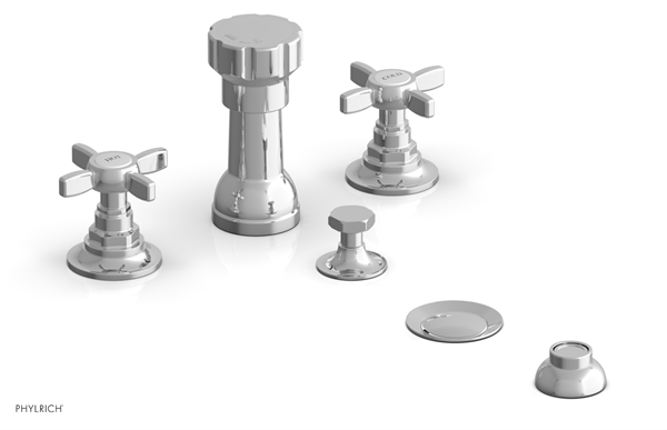 Phylrich - Jamestown Four Hole Bidet Set - Cross Handles