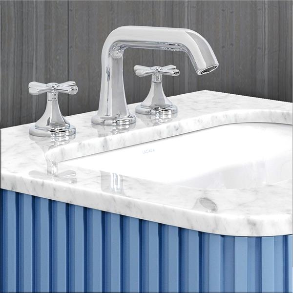 Lacava - Flutti Deck-Mount Three-Hole Widespread Faucet Body With Fluted Detailing
