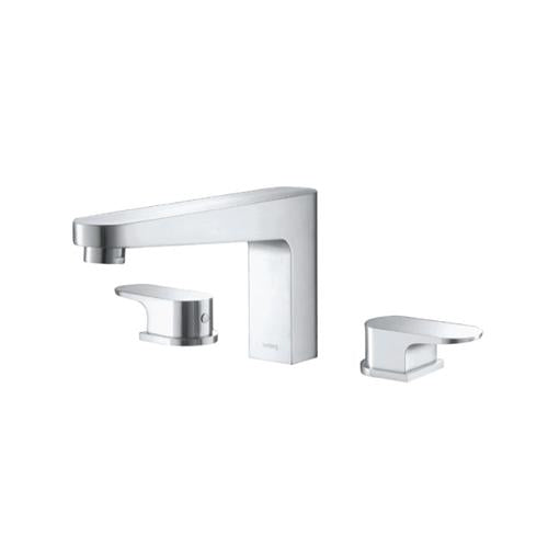 Flusso - 3 Hole Deck Mount Roman Tub Faucet - Brushed Nickel PVD