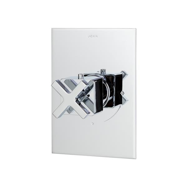 Lacava - Eleganza Trim Only - Thermostatic Valve Gpm 10 (60Psi) With Rectangular Back Plate And Cross Handle
