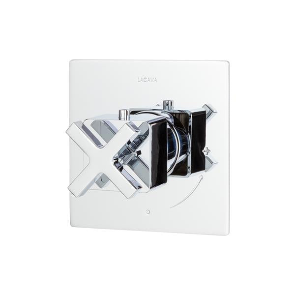 Lacava - Eleganza Trim Only - Thermostatic Valve Gpm 10 (60Psi) With Rectangular Back Plate And Cross Handle