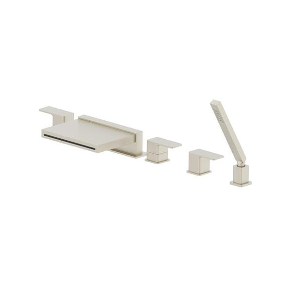 Flusso - Five Hole Deck Mounted Cascade Flow Roman Tub Faucet With Hand Shower