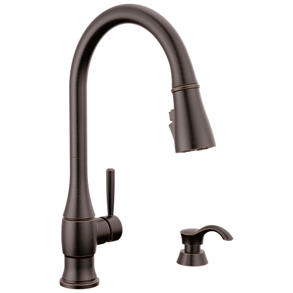 Delta - Hazelwood Single Handle Pull-Down Kitchen Faucet With Soap Dispenser And Shieldspray Technology