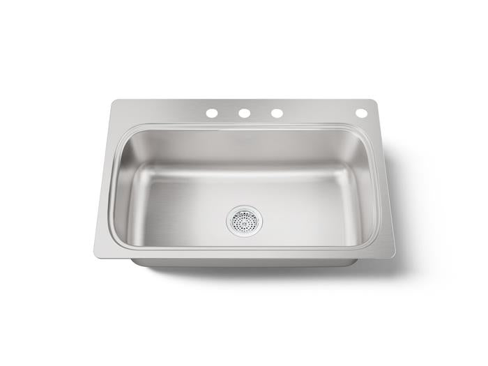 Kohler - Verse 33 Inch Top-Mount Single-Bowl Kitchen Sink - 4 Holes