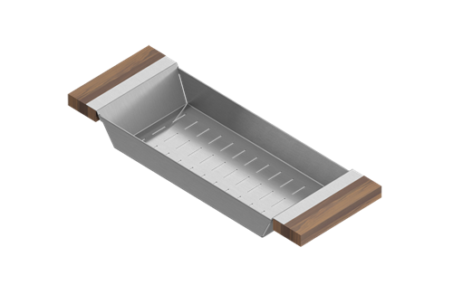 Julien - Colander for 16 inch sink, walnut handles, 6X17X2-1/4
