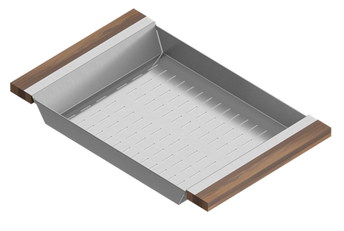 Julien - Colander for 18 inch sink, walnut handles, 12X19X2-1/4