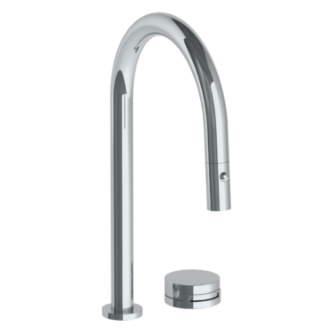 Watermark - Elements Deck Mounted 2 Hole Gooseneck Kitchen Faucet with Pull Down Spray