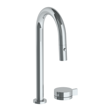 Watermark - Elements Deck Mounted 2 Hole Gooseneck Prep Faucet with Pull Down Spray