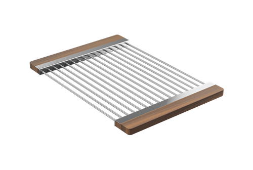 Julien - Drying rack for Fira sink w/ledge, walnut handles, 12X17-1/4X3/4