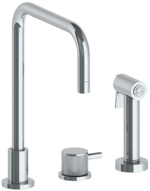 Watermark - Titanium Deck Mounted 3 Hole Square Top Kitchen Set - Includes Side Spray