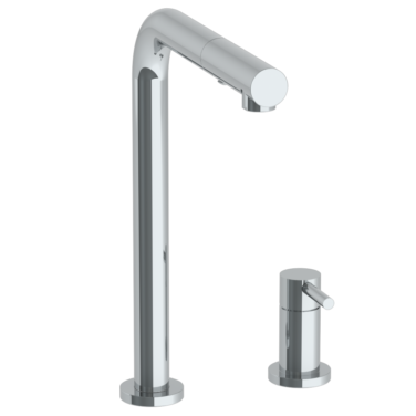 Watermark - Titanium Deck Mounted 2 Hole Square Top Kitchen Faucet with Pull Out Spray