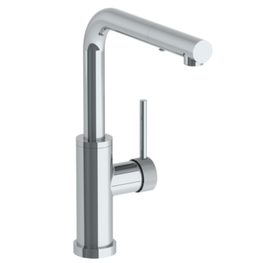 Watermark - Titanium Deck Mounted 1 Hole Square Top Kitchen Faucet with Pull Out Spray - Low Spout
