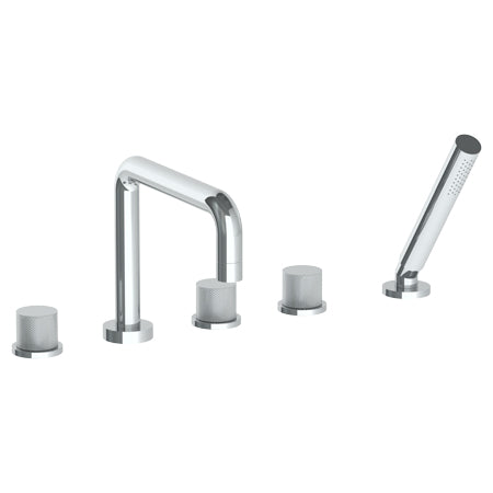 Watermark - Titanium Deck Mounted 5 Hole Square Bath Set