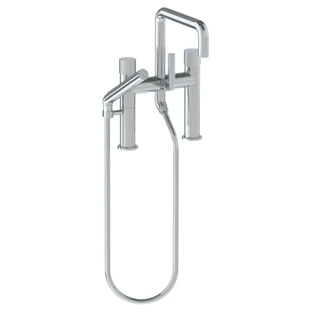 Watermark - Titanium Deck Mounted Exposed Square Bath Set With Hand Shower