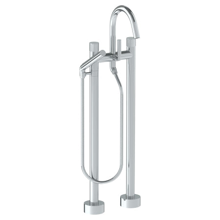 Watermark - Titanium Floor Standing Bath Set With Gooseneck Spout And Slim Hand Shower