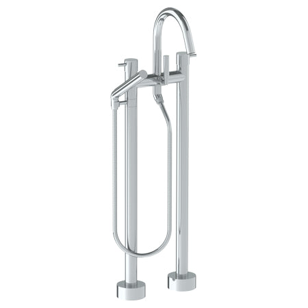 Watermark - Titanium Floor Standing Bath Set With Gooseneck Spout And Slim Hand Shower