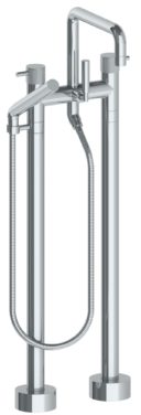 Watermark - Titanium Floor Standing Bath set with Square Spout and Slim Hand Shower