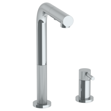 Watermark - Titanium Deck Mounted 2 Hole Square Top Prep Faucet with Pull Out Spray