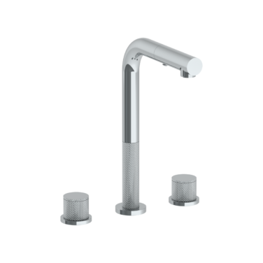 Watermark - Titanium Deck Mounted 3 Hole Square Top Prep Faucet with Pull Out Spray