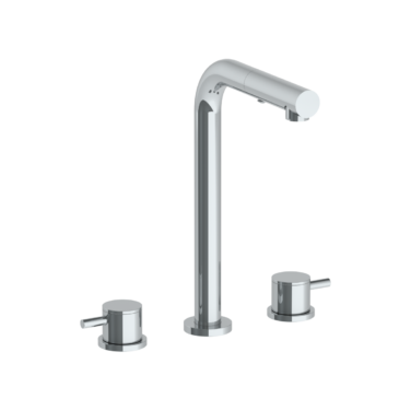 Watermark - Titanium Deck Mounted 3 Hole Square Top Prep Faucet with Pull Out Spray