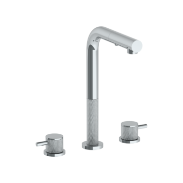 Watermark - Titanium Deck Mounted 3 Hole Square Top Prep Faucet with Pull Out Spray