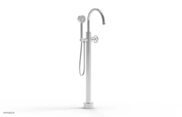 Phylrich - Works Tall Floor Mounted Tub Filler with Hand Shower - Cross Handle