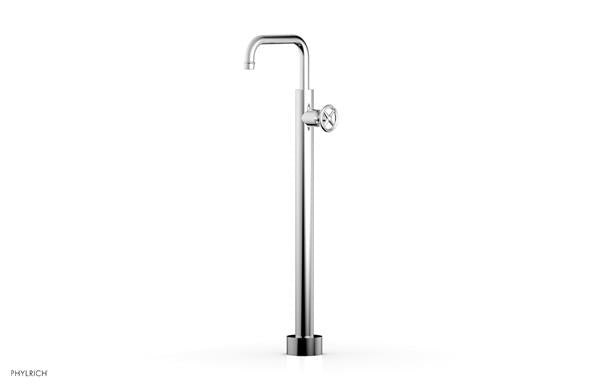 Phylrich - Works Tall Floor Mounted Tub Filler Square Spout - Cross Handle