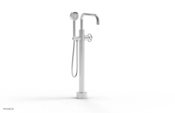 Phylrich - Works Low Floor Mounted Tub Filler Square Spout with Hand Shower - Cross Handle