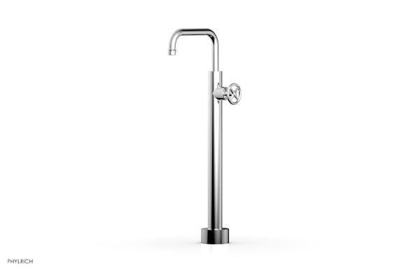 Phylrich - Works Low Floor Mounted Tub Filler Square Spout - Cross Handle