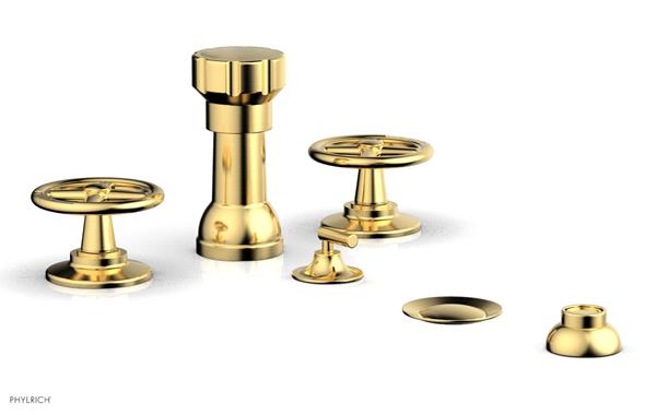 Phylrich - Works Four Hole Bidet Set - Cross Handle