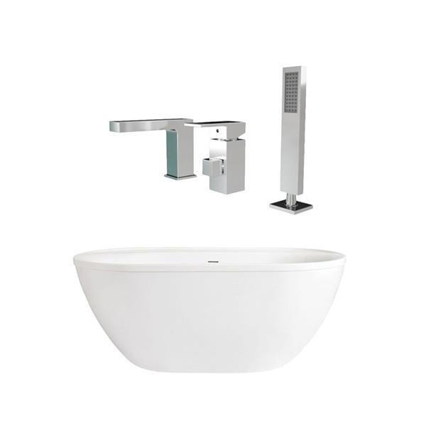 Maidstone - Jackson Acrylic Contemporary Double Ended Freestanding Tub and Faucet Package