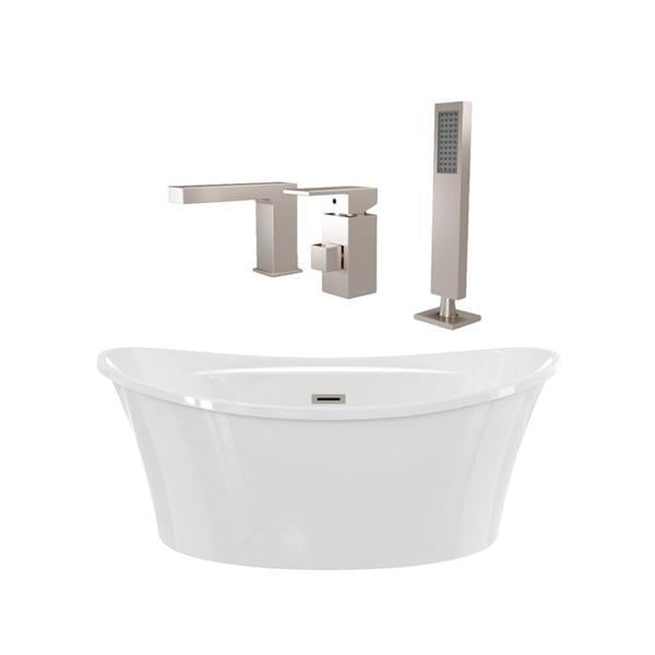 Maidstone - Conway II Acrylic Contemporary Double Slipper Freestanding Tub and Faucet Package