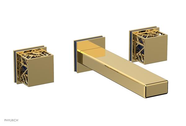 Phylrich - Jolie Wall Tub Set Square Handles With Navy Blue Accents