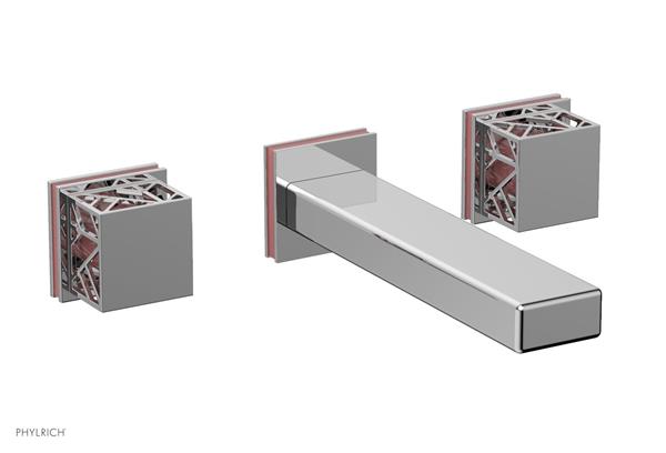 Phylrich - Jolie Wall Tub Set Square Handles With Pink Accents