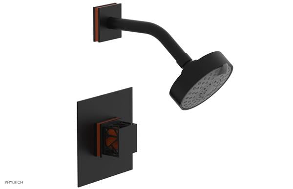 Phylrich - Jolie Pressure Balance Shower Set Square Handle With Orange Accent
