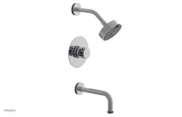 Phylrich - Jolie Pressure Balance Tub and Shower Set Round Handle With Purple Accents