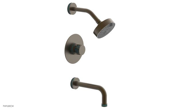 Phylrich - Jolie Pressure Balance Tub and Shower Set Round Handle With Turquoise Accents