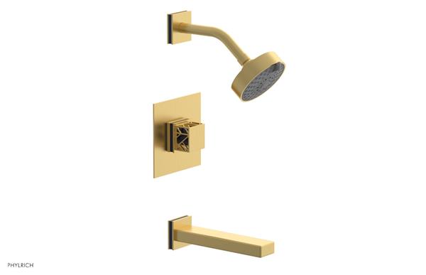 Phylrich - Jolie Pressure Balance Tub and Shower Set Square Handle With Navy Blue Accents