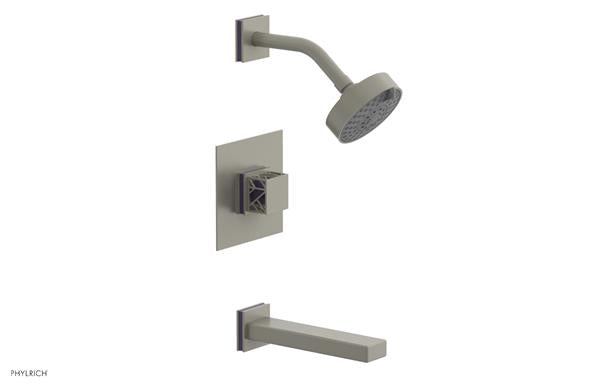 Phylrich - Jolie Pressure Balance Tub and Shower Set Square Handle With Purple Accents