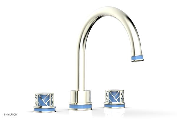 Phylrich - Jolie Deck Tub Set Round Handles With Light Blue Accents
