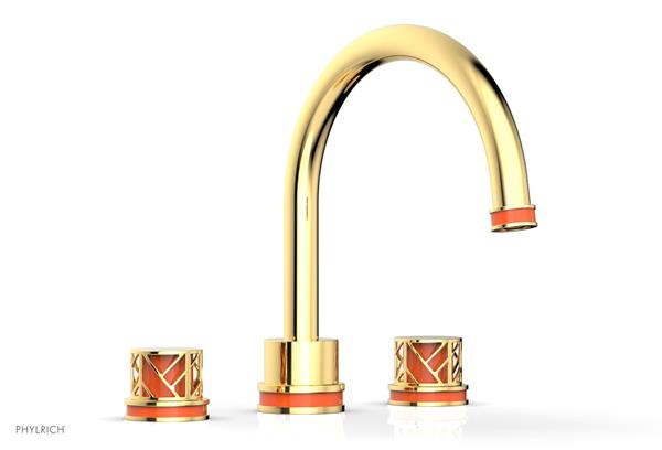 Phylrich - Jolie Deck Tub Set Round Handles With Orange Accent