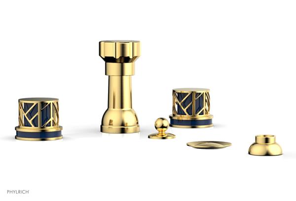 Phylrich - Jolie Four Hole Bidet Set Round Handles With Navy Blue Accents