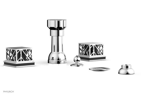 Phylrich - Jolie Four Hole Bidet Set Square Handles With Gloss Black Accents