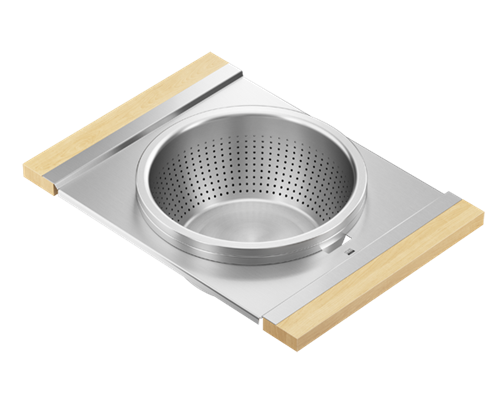 Julien - Serving Board, bowl and colander for 16 inch sink, maple handles, 12X17X4