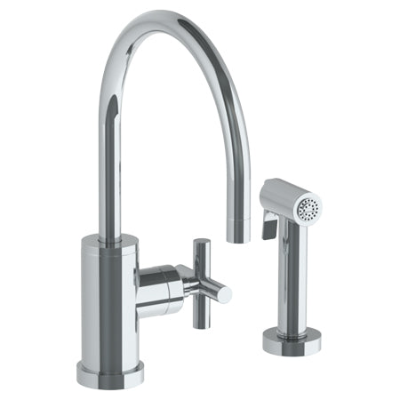 Watermark - Loft 2.0 Deck Mounted 2 Hole Gooseneck Kitchen Set - Includes Side Spray