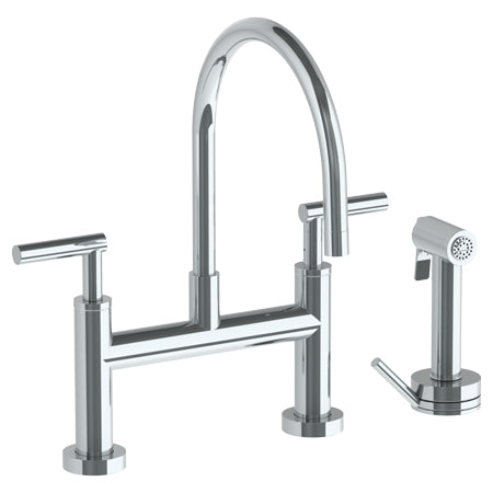 Watermark - Loft 2.0 Deck Mounted Bridge Gooseneck Kitchen Faucet With Independent Side Spray