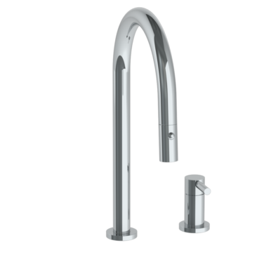 Watermark - Loft 2.0 Deck Mounted 2 Hole Gooseneck Kitchen Faucet with Pull Down Spray