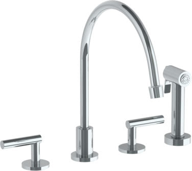 Watermark - Loft 2.0 Deck Mounted 4 Hole Extended Gooseneck Kitchen Set - Includes Side Spray