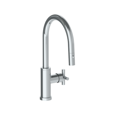 Watermark - Loft 2.0 Deck Mounted 1 Hole Gooseneck Kitchen Faucet with Pull Down Spray - Low Spout