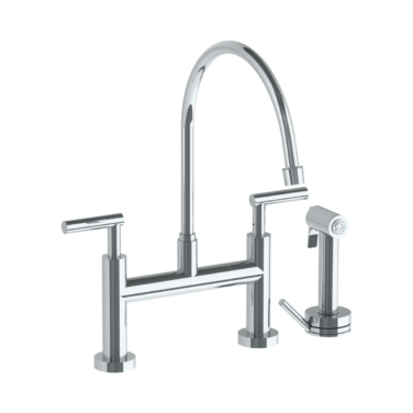 Watermark - Loft 2.0 Deck Mounted Bridge Extended Gooseneck Kitchen Faucet with Independent Side Spray